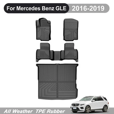 Car For Mercedes-Benz GLE 2016-2019 All Weather 3D Floor Mats Trunk Cargo Mat Foto 1 de 4