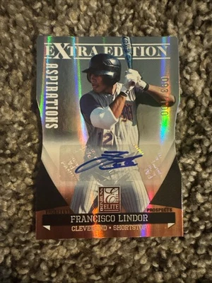 2011 Donruss Elite Extra Edition Aspirations Francisco Lindor Auto 093/100 Rare! - Image 1 of 2
