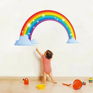 Wall Sticker Wall Decal Rainbow Art Stickers Full Colour Girls Cartoon - Picture 1 of 7