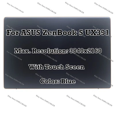 13" LCD Screen Assembly Complete Touch Panel Blue ASUS ZenBook S UX391UA 4K UHD - Image 1 of 4