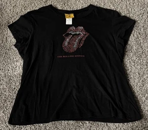 Camiseta De Colección The Rolling Stones Clásica Lengua Estrás Negra XL - Imagen 1 de 4