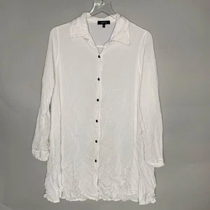 Comfy USA S Oversized Crinkle Sally Shirt Button Front White *flaw - Picture 1 of 9