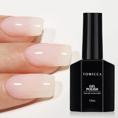 TOMICCA Milky White Gel Nail Polish- 15ml Natural Gel Polish French Nail Design