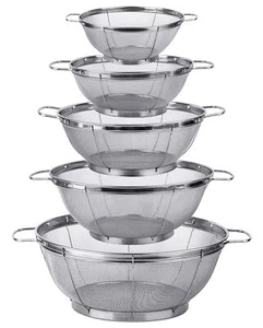 5 Pack 18/8 Stainless Steel Colander Sieves Multi Size Mesh Strainer Net Baskets - Picture 1 of 7