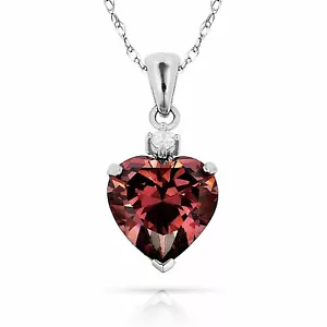 14K Solid White Gold 0.75" w/bail CZ Heart Pendant June Alexandrite Birthstone - Picture 1 of 1