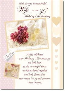 Doodlecards Wife Pearl 30th Wedding Anniversary Card Pearl Hearts - Picture 1 of 4