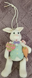 3.5" White Easter Bunny Heart Carrot Ornament - Picture 1 of 2
