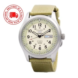 Seiko 5 Sports Military Automatic Beige Dial Band SNZG07J1 Men's Watch Case 42mm