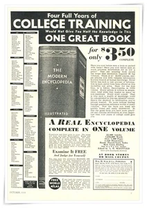 Anuncio impreso Wm. Anuncio de H. Wise & Co. One Volume Encyclopedia 1934 - Imagen 1 de 4