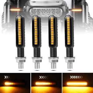 4X Motorcycle Turn Signal Light LED Flowing Sequential Indicator CNC Amber Black - Picture 1 of 9