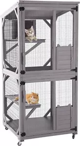 Outdoor Catio Katzengehege auf Rädern Upgrade 3 Plattformen wasserdicht 62,8"-70,9" - Bild 1 von 13