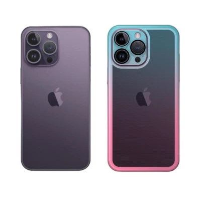 Cover per iPhone Trasparente e con Sfumature Moda Blu e Protezione Fotocamera - Immagine 1 di 4