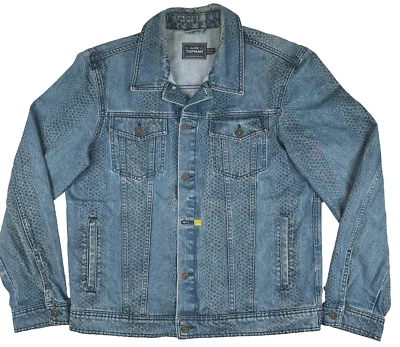 Chaqueta de mezclilla estampada Topman 100 % algodón de ajuste clásico con 4 bolsillos para hombre, talla: XL Foto 1 de 4