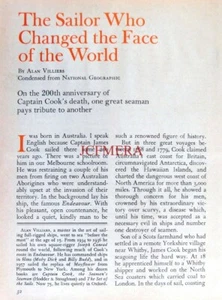Captain COOK - 'Sailor Who Changed the Face of the World': 1979 Magazine Cutting - Picture 1 of 1