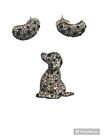 Swarovski Crystal Dalmatian Brooch Pin W/ Studded Spotted Half Hoop Earrings Set