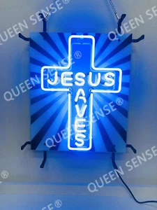 Nuevo letrero de neón lámpara de luz de cruz de Cristo Jesús salva 24" con impresión vívida HD - Imagen 1 de 2