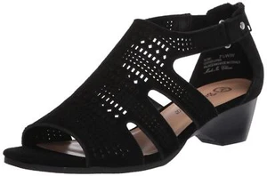 Bella Vita Women's Fashion Casual Heeled Sandal, Black Suede Leather, 8 Wide - Picture 1 of 1
