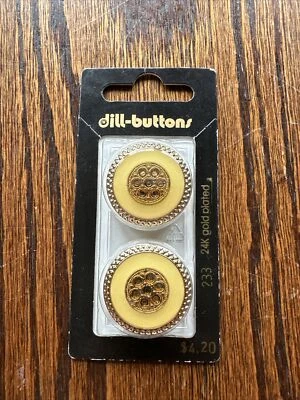 Dill Buttons #233 24 K Gold Plated 25 MM 1 Inch - Image 1 of 3