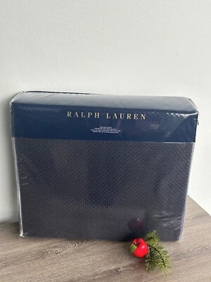 Ralph Lauren Ariel KING BED Blanket 100% Cotton. Navy. Retail Price: $430.00 - Image 1 of 4