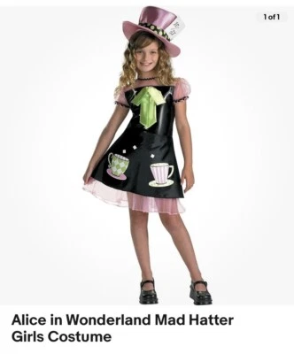 Новый безумный шляпник Алиса в стране чудес чаепития девочек Sz 7 / 8 M костюм - Изображение 1 из 2