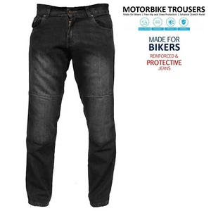 Herren Motorradhose Relax Fit Bootcut gepanzerte Schutzjeans schwarze Hose - Bild 1 von 5
