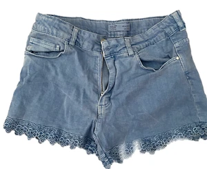 Zara Kids Girls Jeans Shorts With Lace Size8-13 Age Shlight Elastic Jean Shorts - Picture 1 of 6