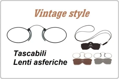 Occhiali da lettura naso uomo donna vista pince nez tascabili metallo per vicino - Immagine 1 di 4