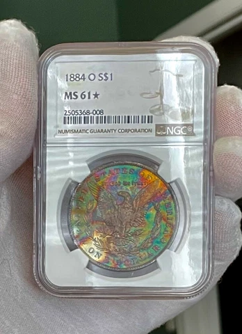 STUNNING RAINBOW TONED MINT 1884-O MORGAN SILVER DOLLAR / NEON HIGHLIGHTS Cover
