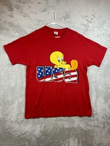 Vintage Looney Tunes Tweety USA Shirt Erwachsene groß rot weiß blau Amerika - Bild 1 von 13