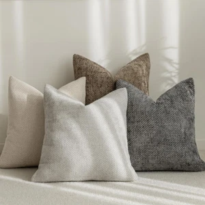 Neutral Decorative Throw Pillow Covers 18X18 Inch for Living Room Couch Bed Sofa - Picture 1 of 12