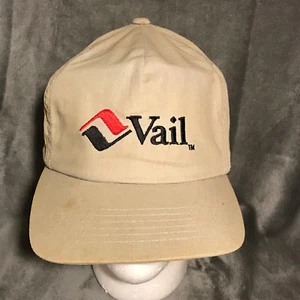 VTG Vail Colorado Black Mountains Ski Tourist Strapback Baseball Cap Hat Beige - Bild 1 von 4