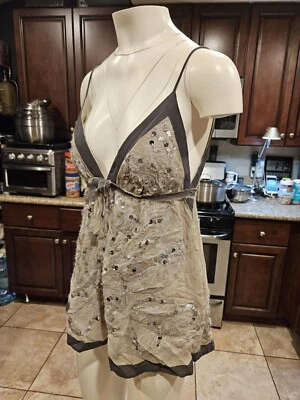 💥IMPRESIONANTE VESTIDO MANDALAY Corsé Top 6 100% SEDA Genial Gris Como Nuevo Foto 1 de 4