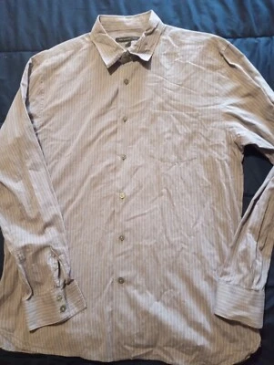 John Varvatos Shirt Mens Large Purple Striped Button Up Casual Preppy 12Q - Image 1 of 4