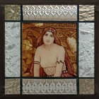Art nouveau suncatcher, jeune fille, erotic suncatcher, kilnfired stained glass