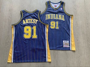 Indiana Pacers Ron Artest blue Pinstriped basketball retro jersey - Picture 1 of 10