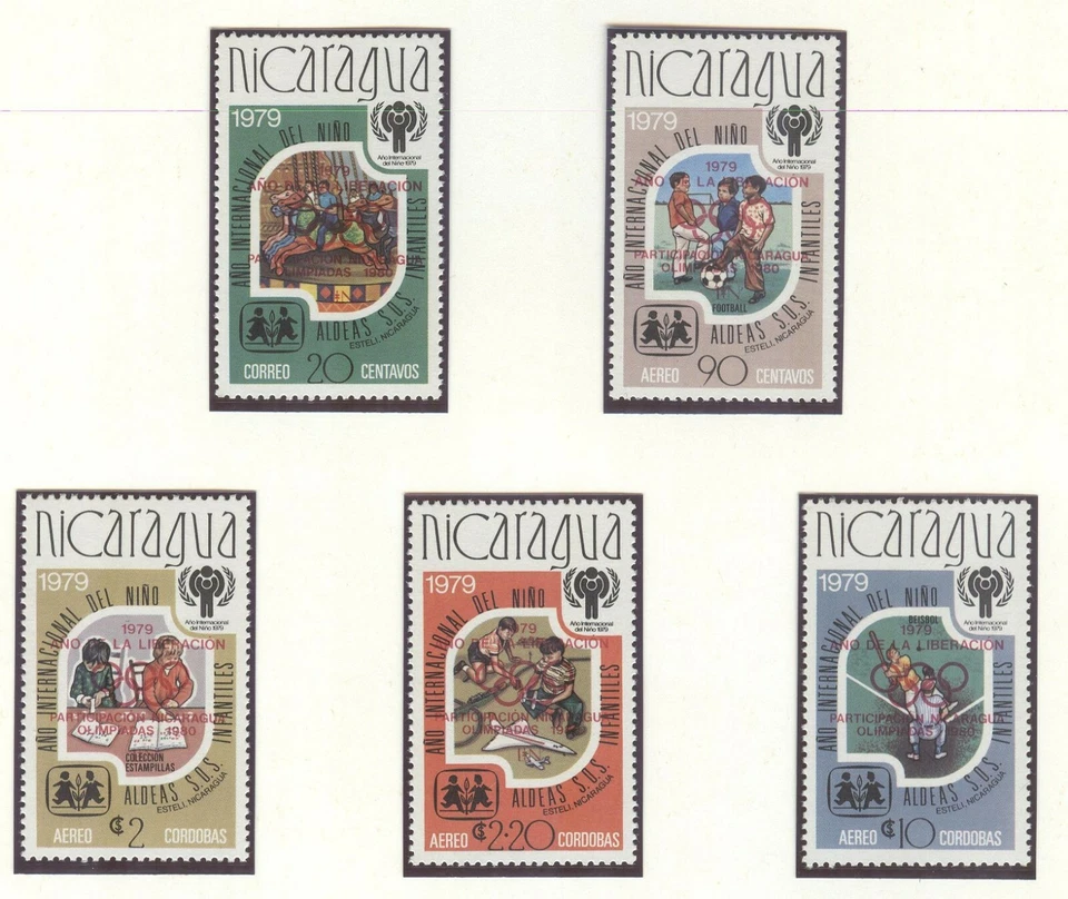 NIcaragua Olympic Games Moscow 1980 perforated set RED overprint MNH - Image 1 of 1