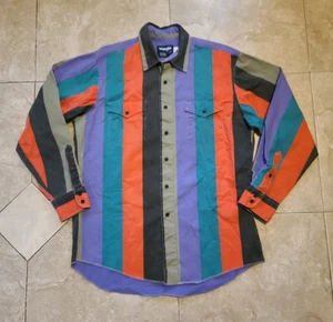 Camisa vaquera de rodeo a rayas medianas Wrangler Brushpopper 16-34 de colección - Imagen 1 de 19