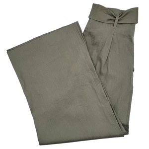 Vince Camuto Damenhose 10 grün Gürtel hoher Bund weites Bein plissiert vorne Capri - Bild 1 von 9