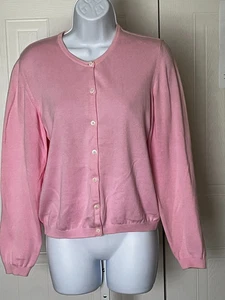 🌸LILLY PULITZER WOMEN'S PINK BUTTON-UP LONG SLEEVE CLASSIC CARDIGAN S COTTON - Picture 1 of 13