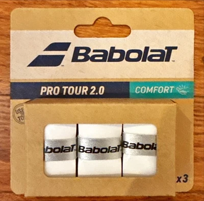 Raqueta de tenis Babolat Pro Tour 2.0 Overgrip - blanca - paquete de 3 Foto 1 de 2