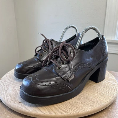 Mudd Rossim Block Heel Lace Up Oxford Shoes Womens 9.5M Brown Punk Goth VTG Y2K - Image 1 of 4