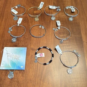 Alex and Ani -Lot of 10-bracelets and 1 Disney Warrior necklace -Various charms - Picture 1 of 6