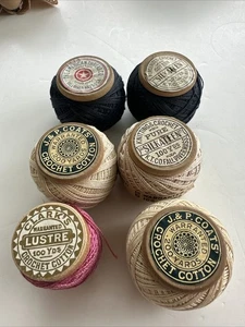 6 Vintage American Thread Company Clarks Coats’ Wooden Spools Cotton Silkateen - Picture 1 of 3
