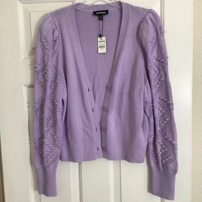 Cárdigan Suéter Express Púrpura L Grande Hermosa Manga Foto 1 de 3