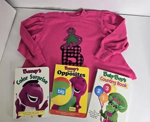 Vintage toddler Barney shirt- Long Sleeve- 1993- 4T + Barney 3 board books - Picture 1 of 7