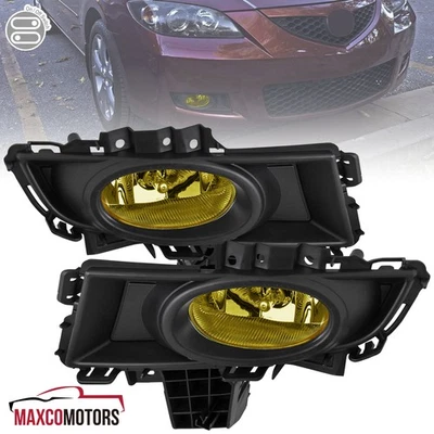 Yellow Fog Lights Fits 2007-2009 Mazda 3 4Dr Sedan Bumper Lamps+Switch+Wirings Foto 1 de 4