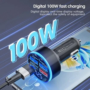 100W 6-Port Car Charger Fast USB C PD QC3.0Car Adapter for iPhone Samsung Huawei - Picture 1 of 11