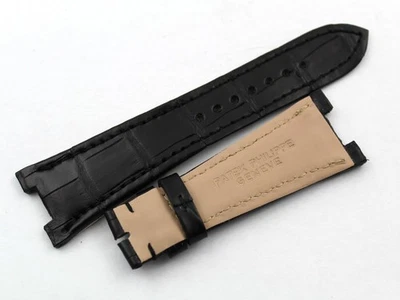 Cinturino Patek Philippe NAUTILUS Vero Alligatore Nero 25/18mm Fatto a mano New Foto 1 de 4