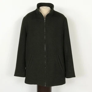 Canali 100% Wool Mid-Length Coat Men's 48L ~ Made in Italy / Serge Green /VTG - Picture 1 of 16