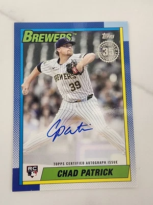 2025 Topps Update - Chad Patrick 1990 Rookie Auto #90AU-CPK Brewers RC - Image 1 of 2